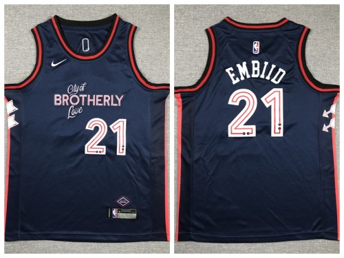 Youth Nike Philadelphia 76ers 21 Joel Embiid Basketball Jersey Navy Blue City Edition