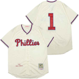 Philadelphia Phillie 1 Richie Ashburn Baseball Jersey Beige Retro