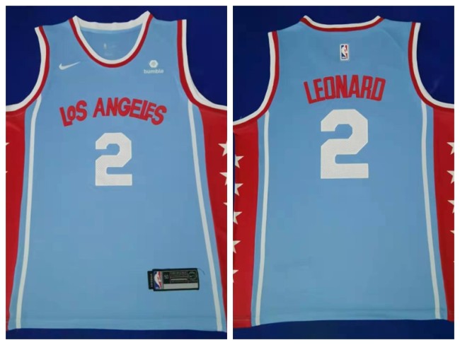 Nike L.A. Clippers 2 Kawhi Leonard Basketball Jersey Light Blue City Edition