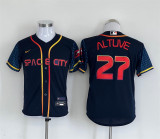 Youth Nike Houston Astros 27 Jose Altuve Baseball Jersey Navy BLue