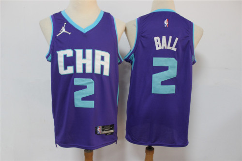 Jordan New Orleans Hornets 2 Lamelo Ball Basketball Jersey purple 75th Anniversary Edition