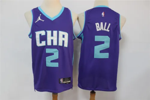 Jordan New Orleans Hornets 2 Lamelo Ball Basketball Jersey purple 75th Anniversary Edition
