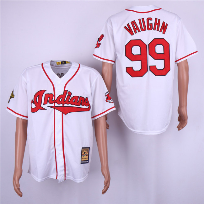 Cleveland indians 99 Rick Vaughn Baseball Jersey White Retro