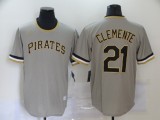 Nike Pittsburgh Pirates 21 Roberto Clemente Baseball Jersey Gray Retro