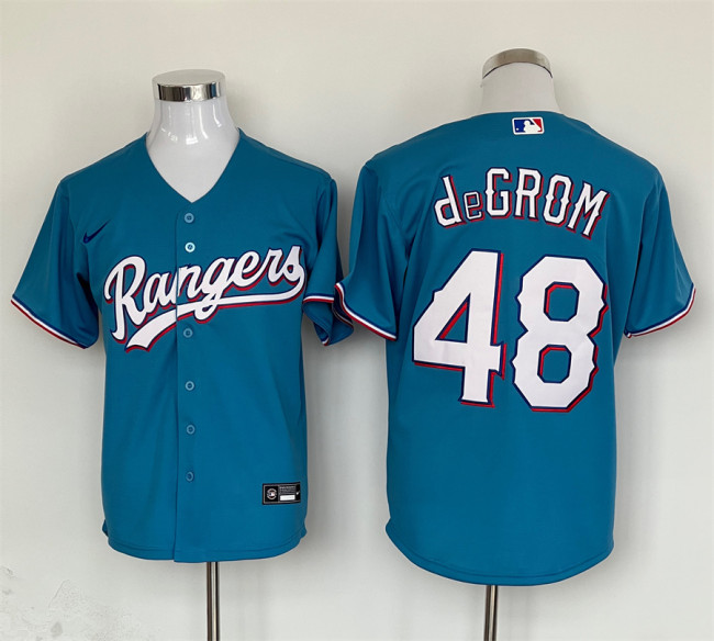 Nike Texas Rangers 48 Jacob deGrom Baseball Jersey Blue