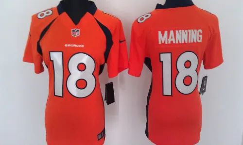 Women Denver Broncos 18 Peyton Manning Football Jersey Orange