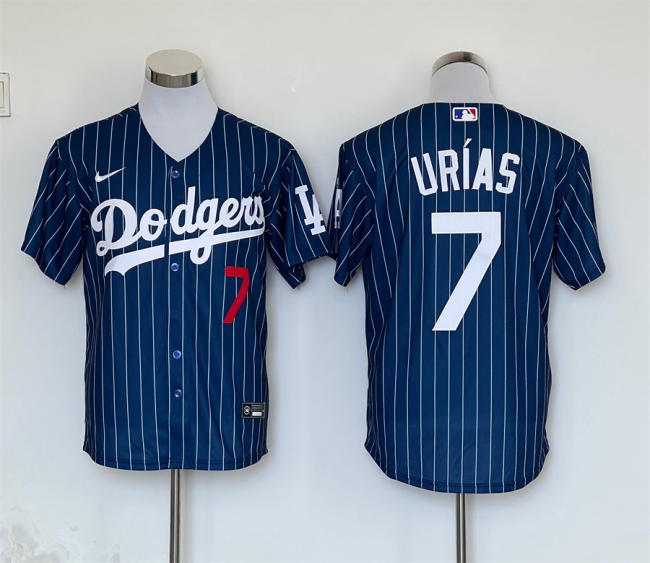 Nike Los Angeles Dodgers 7 Julio Urias Baseball Jersey navy Blue