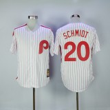 Philadelphia Phillie 20 Mike Schmidt Baseball Jersey White red stripes Retro