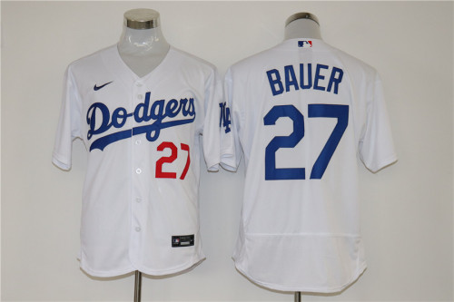 Nike Los Angeles Dodgers 27 Trevor Bauer Flexbase Baseball Jersey White