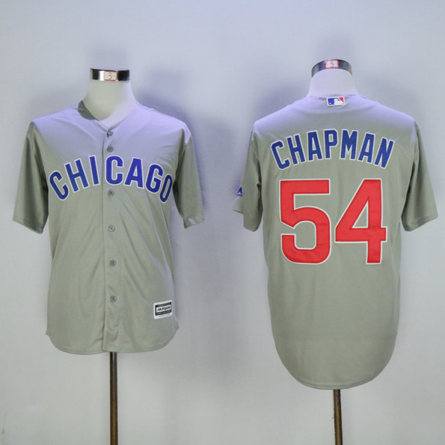 Chicago Cubs 54 Aroldis Chapman Baseball Jersey Gray Fans