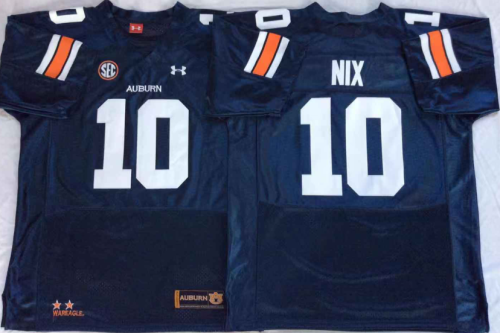 Auburn Tigers 10 Bo Nix College Football Throwback Jersey Navy Blue
