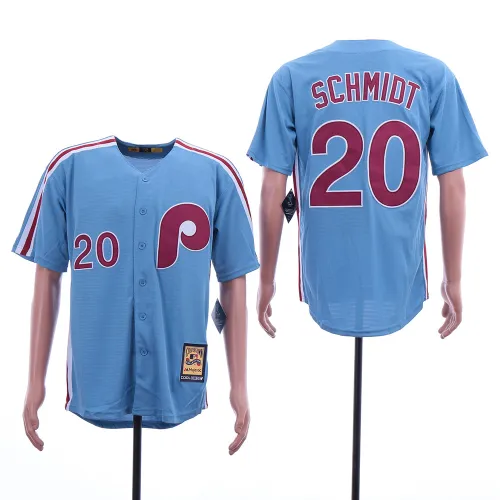 Philadelphia Phillie 20 Mike Schmidt Baseball Jersey Blue Retro
