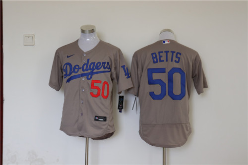 Nike Los Angeles Dodgers 50 Mookie Betts Flexbase Baseball Jersey Gray