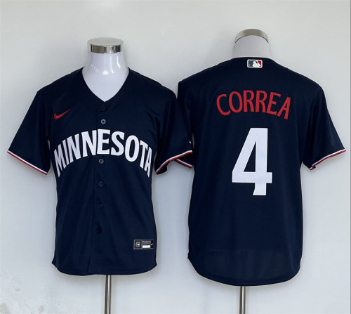 NIke Minnesota Twins 4 Carlos Correa Baseball Jersey Navy Blue