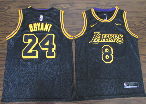 Nike Los Angeles Lakers 8 and 24 Kobe Bryant Black Mamba commemorative limited edition Special Edition