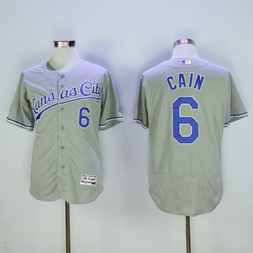 Kansas City Royals 6 Lorenzo Cain Flexbase Baseball Jersey Gray Champion