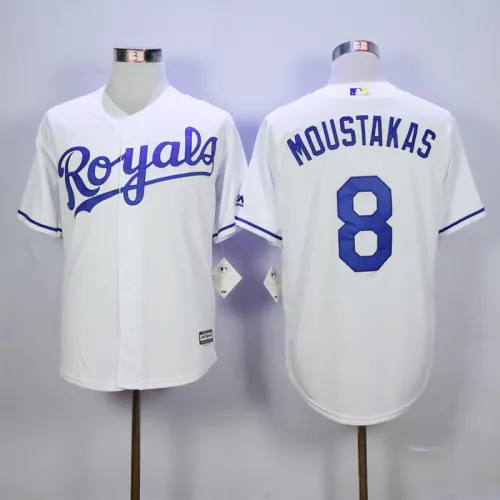 Kansas City Royals 8 Mike Moustakas Baseball Jersey White Fans