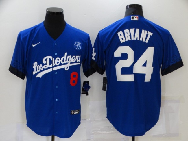 Nike Los Angeles Dodgers 8 and 24 Kobe Bryant Baseball Jersey Blue City Edition