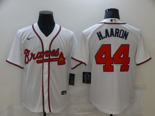 Nike Atlanta Braves 44 Hank Aaron Baseball Jersey White