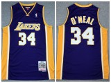 Los Angeles Lakers 34 Shaquille O'Neal Basketball Jersey Purple Retro