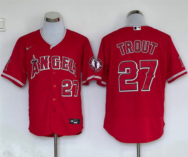 Nike Los Angeles Angeles 27 Mike Trout Flexbase Baseball Jersey Red