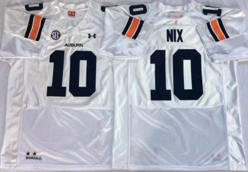 Auburn Tigers 10 Bo Nix College Football Throwback Jersey White