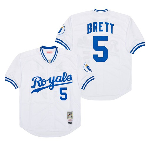 Kansas City Royals 5 George Brett Baseball Jersey White retro