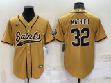New Orleans Saints 32 Tyrann Mathieu Baseball Jersey Beige