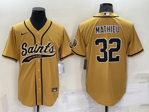New Orleans Saints 32 Tyrann Mathieu Baseball Jersey Beige