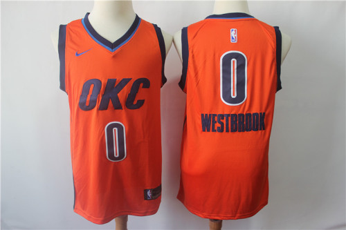 Nike Oklahoma City Thunde 0 Russell Westbrook Basketball Jersey Orange  Playoff Award Edition