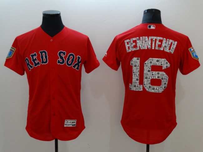 2018 spring Boston Red Sox 16 Andrew Benintend Flexbase Baseball Jersey Red