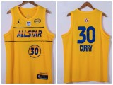 All star Jordan Golden State Warrior 30 Stephen Curry Basketball Jersey Yellow