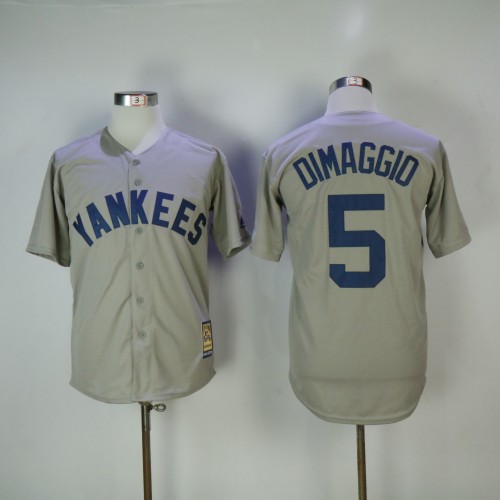 New York Yankees 5 Joe DiMaggio Baseball Jersey Gray Retro