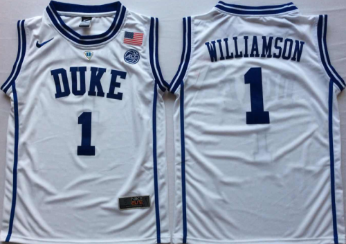 Duke Blue Devils 1 Zion Williamson College Basketball Jersey White