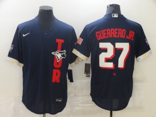 All star Nike Toronto Blue Jays 27 Vladimir Guerrero Jr. Flexbase Baseball Jersey Navy Blue