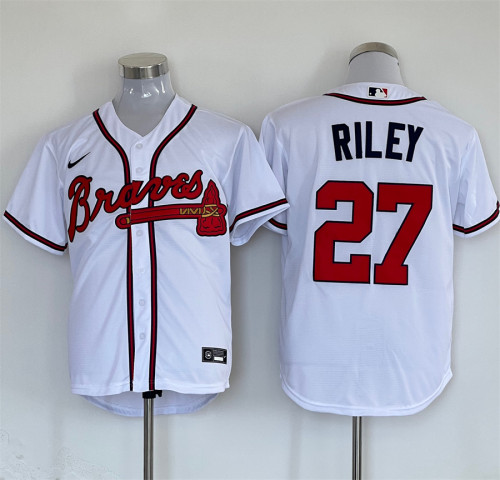 Nike Atlanta Braves 27 Austin Riley Baseball Jersey White