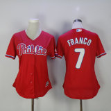 Women Philadelphia Phillie 7 Maikel Franco Baseball Jersey Red