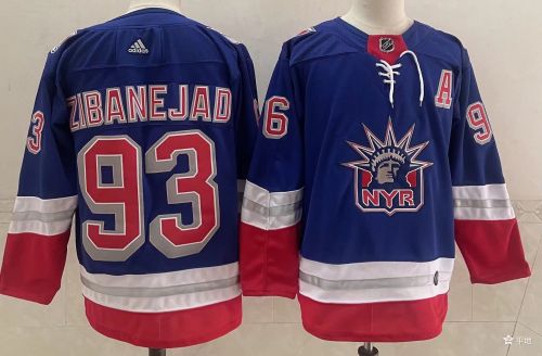 Adidas New York Rangers 93 Mika Zibanejad Ice Hockey Jersey Blue