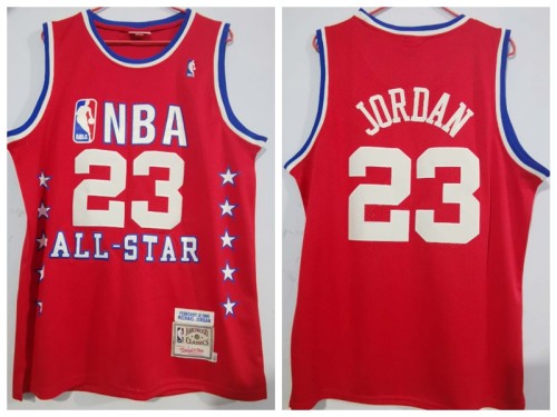89 all star Chicago Bulls 23 Michael Jordan Basketball Jersey Red Retro