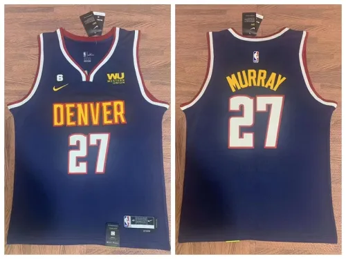 Nike Denver Nuggets 27 Jamal Murray Basketball Jersey White Navy Blue version
