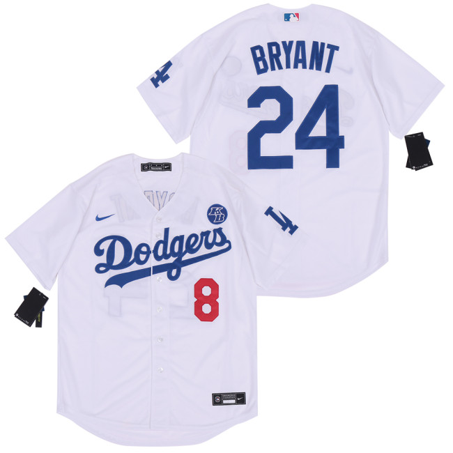 Nike Los Angeles Dodgers 8 and 24  Kobe Bryant  Baseball Jersey White Fan