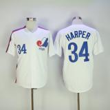 Montreal Expos 34 Bryce Harper Baseball Jersey White Retro