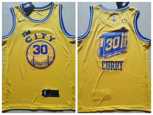 Nike Golden State Warrior 30 Stephen Curry Basketball Jersey Yellow