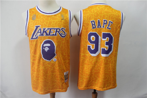 Comfort monkeys Los Angeles Lakers 93 BAPE Yellow Jersey