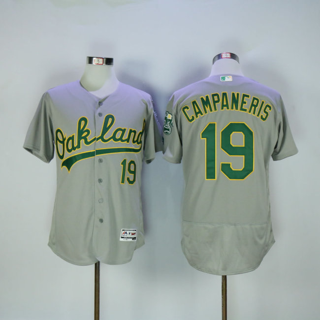 Oakland Athletics 19 Bert Campaneris Flexbase Baseball Jersey Gray