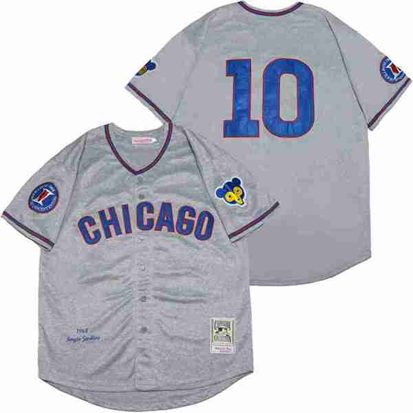 Chicago Cubs 10 Ron Santo Baseball Jersey Gray Retro