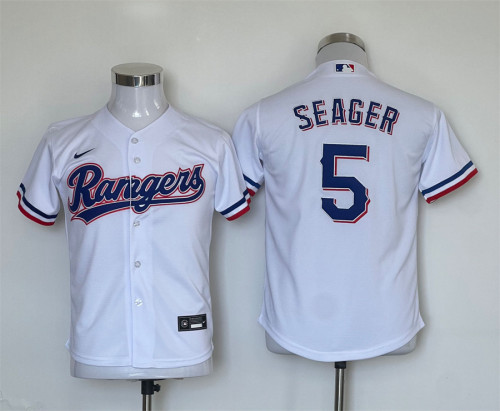 Youth Nike Texas Rangers 5 Corey Seager Baseball Jersey White