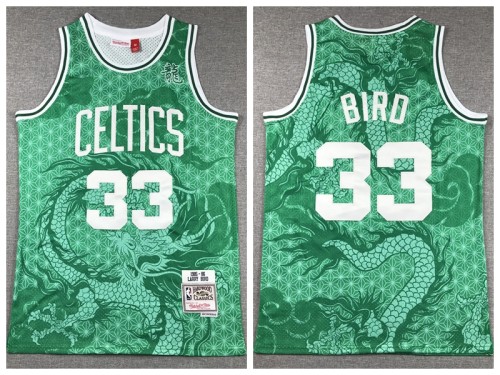 Boston Celtics the Year of the Loong 33 Larry Bird Basketball Jersey Green