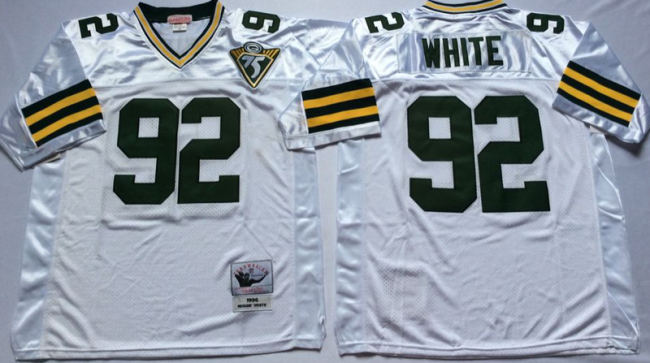 Green Bay Packers 92 Reggie White Football Jersey White Retro