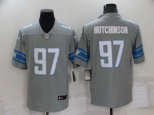 Detroit Lions 97 Aidan Hutchinson Football Jersey Legend Gray